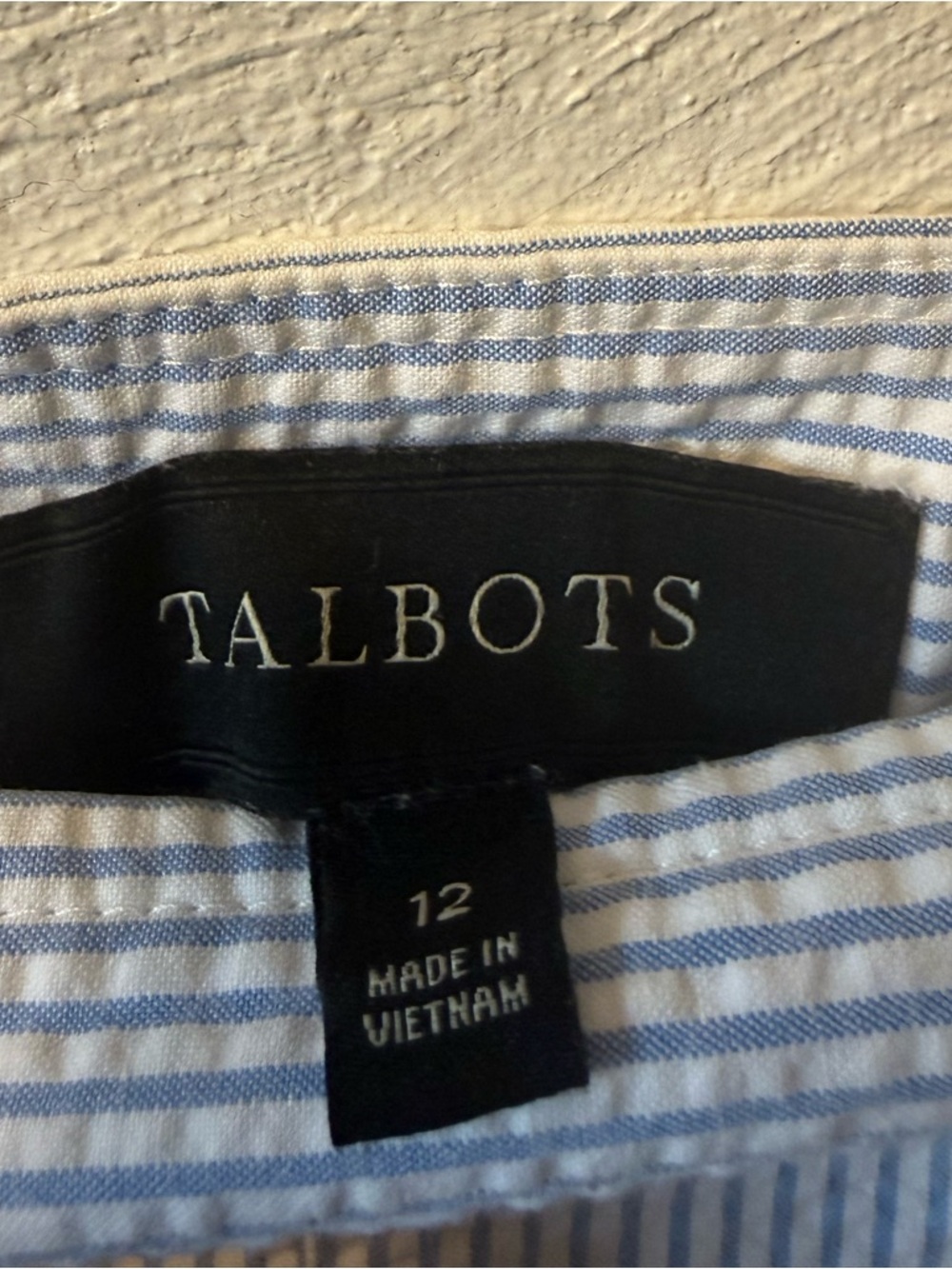 SOLD Talbots Blue White Seersucker Stripe Ankle Pants High Rise Coastal  12 - Picture 5 of 8